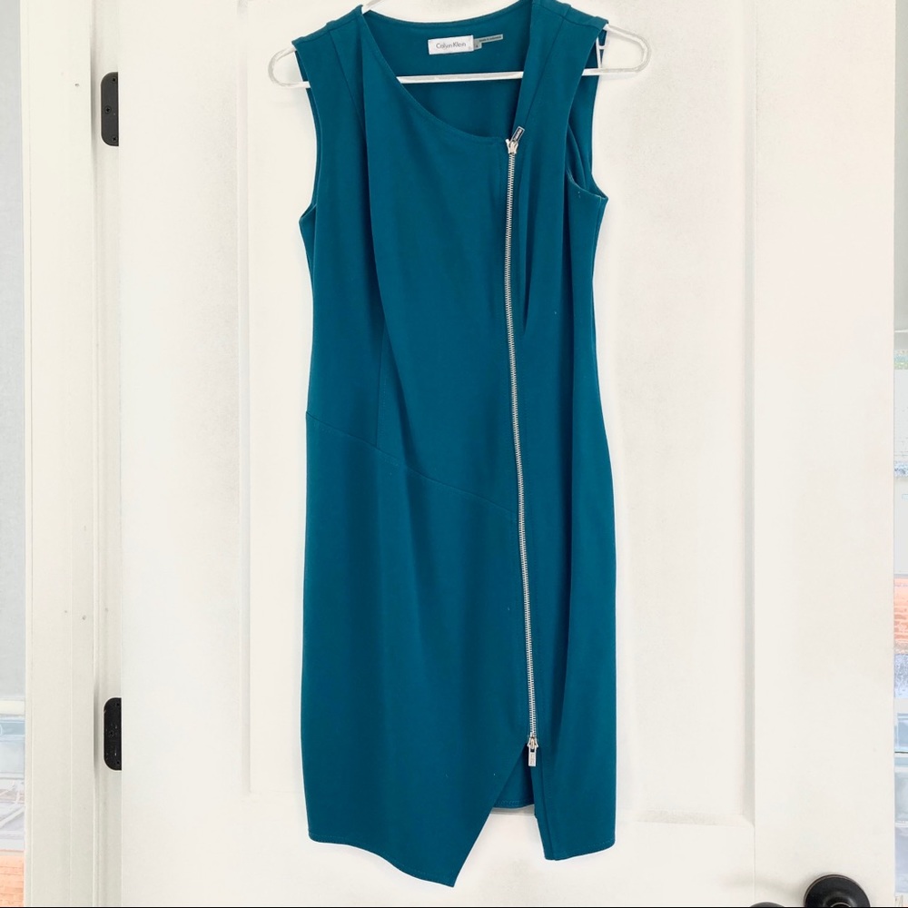 *LAST CALL* Calvin Klein Teal Asymmetric Dress
